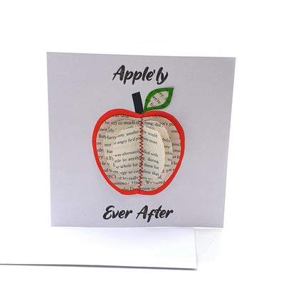 Apple'ly Ever After Card featuring handmade 3D book page design
