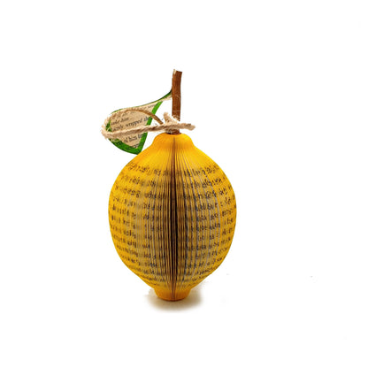 Handmade lemon from real book pages, unique 4th anniversary fruit gift