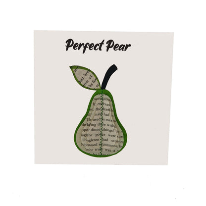 Handmade book pear with optional matching greeting card