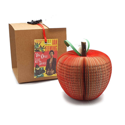 James Bond book apple handmade from real book pages, unique literary gift