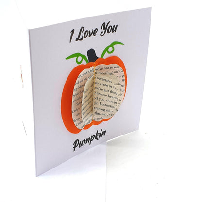 Handmade book page pumpkin, unique autumn gift made from real book pages