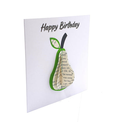 Handmade book pear on white background, handmade book page gift