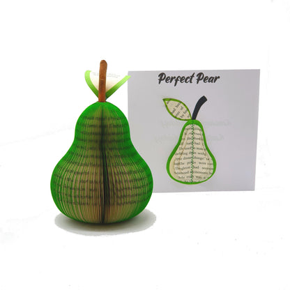 Handmade book pear, unique 4th anniversary fruit gift handmade from book pages
