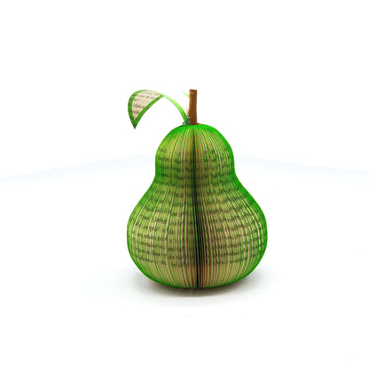Handmade book pear displayed beside original book