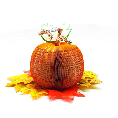 Handmade book page pumpkin presented in luxury gift box ready for gifting