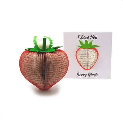 Strawberry book gift featuring handmade 3D book page design