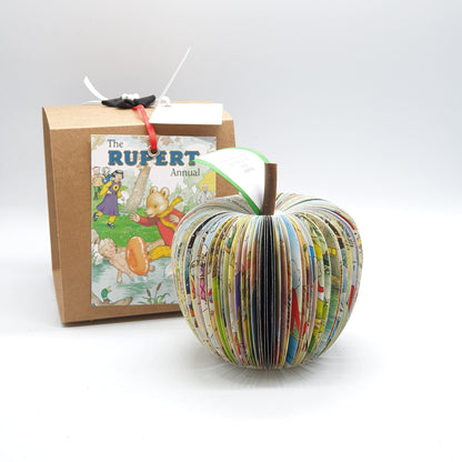 Rupert Annual book apple on neutral background, unique handmade literary gift