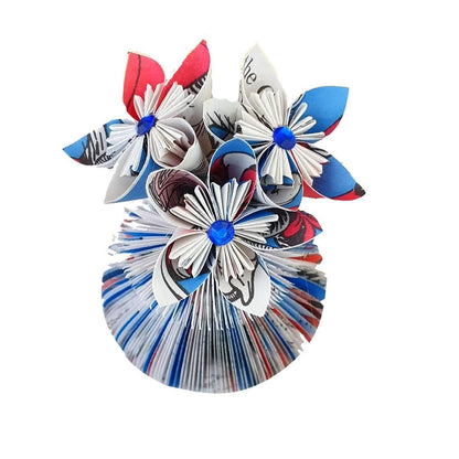 Collection of Cat in the Hat Book Vase with Origami Flowers vases in various styles