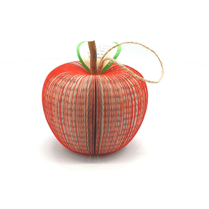 Hanging book apple handmade from real book pages, unique literary gift