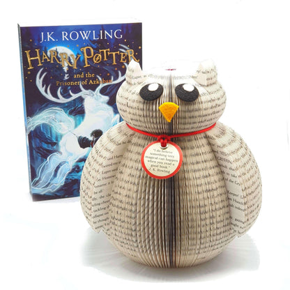 Hedwig handmade from real Harry Potter book pages, unique fan gift