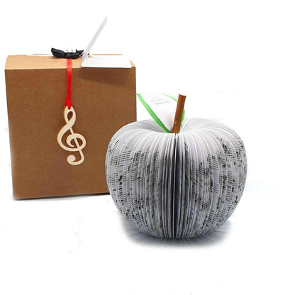Music book apple handmade from real book pages, unique literary gift