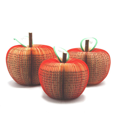 Set of 3 Apple book apple handmade from real book pages, unique literary gift