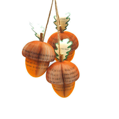 Set of 3 Acorn handmade from real book pages, personalised thank you gift for teachers