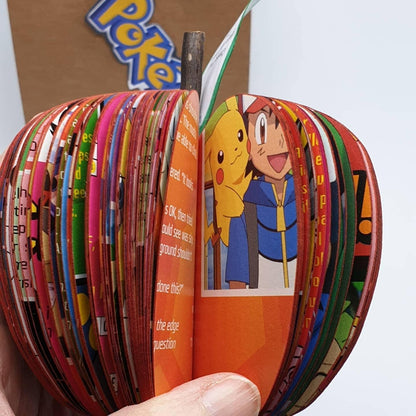 Personalised leaf with custom message on Pokémon book apple