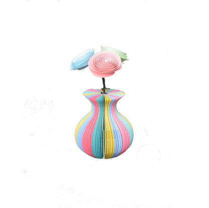 Mini Pastel Rainbow Vase and Flowers vase with origami flowers handmade from real book pages, unique anniversary gift