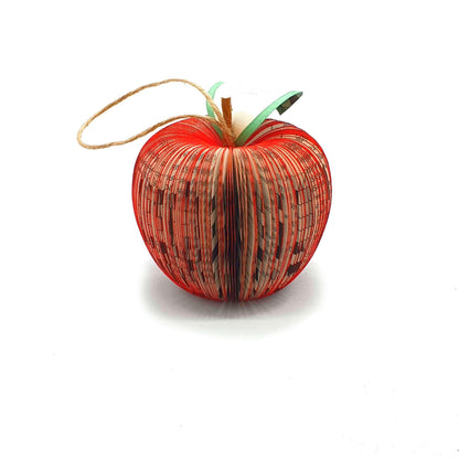 Crossword red book apple handmade from real book pages, unique literary gift