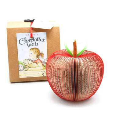 Charlotte's Web book apple handmade from real book pages, unique literary gift