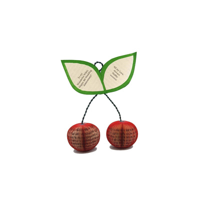 Handmade cherries from real book pages, unique 4th anniversary fruit gift