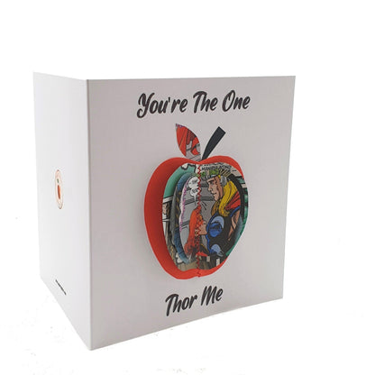 Marvel superhero greeting card on white background