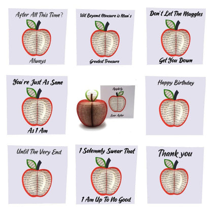 Harry Potter book apple, freestanding handmade sculpture made from real book pages