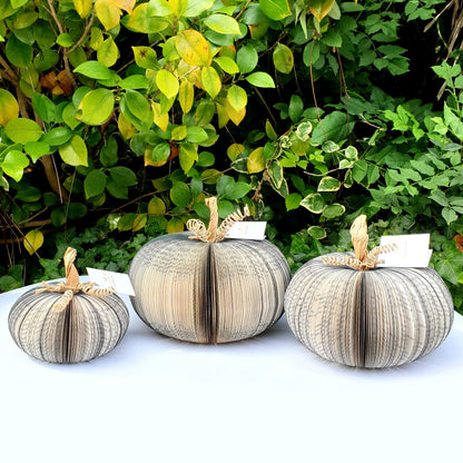 Set of 3 black handmade book pumpkin unique handmade gift made from book pages