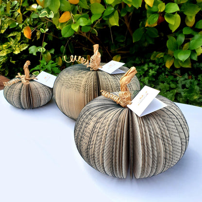 Set of 3 black handmade book pumpkin presented in luxury gift box ready for gifting
