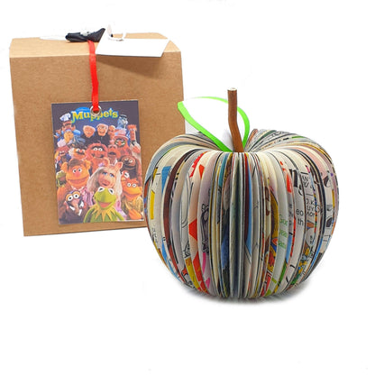 Muppet Apple handmade from real book pages, personalised thank you gift for teachers