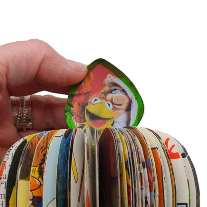 Muppet Apple held in hands with personalised message leaf, teacher gift