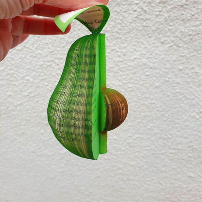 Personalised leaf with custom message on handmade book avocado