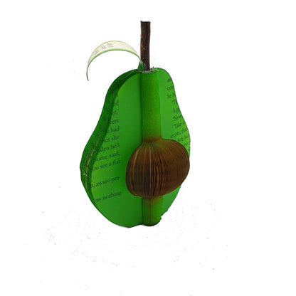 Handmade book avocado from real book pages, unique 4th anniversary fruit gift