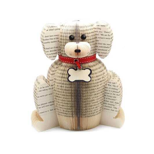 personalised dog book gift handmade dog sculpture from a real book UK
