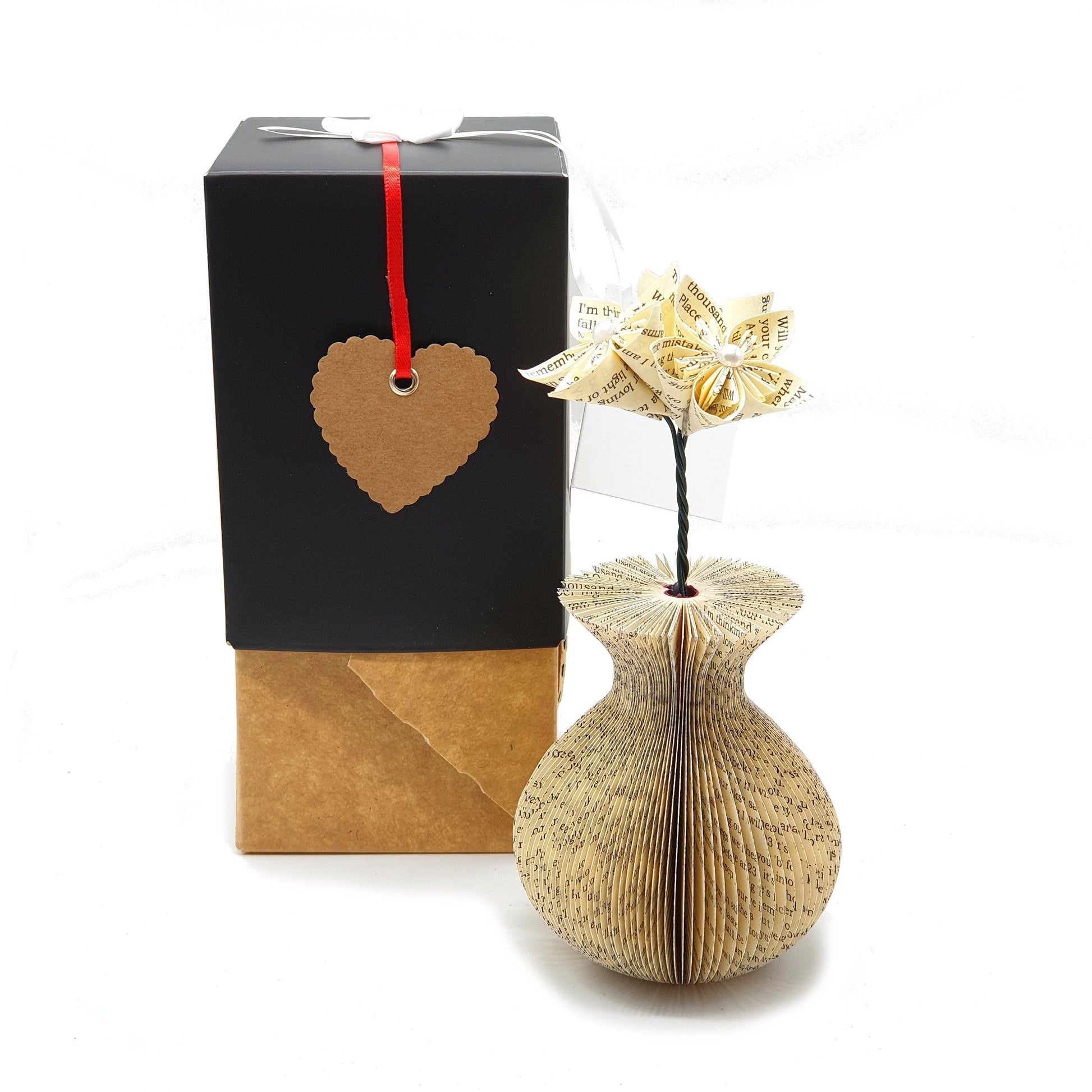 personalised song lyric vase with origami flowers wedding vow gift
